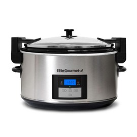 Maxi-Matic Elite Platinum MST-900VXD 8.5-Quart Stainless Steel Programmable Slow Cooker w/Locking Lid, Black