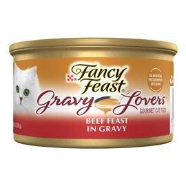 Fancy Feast Purina Fancy Feast Gravy Lovers Beef Feast Grilled Gourmet Cat Food in Wet Cat Food Gravy - (Pack of 24) 3 oz. Cans