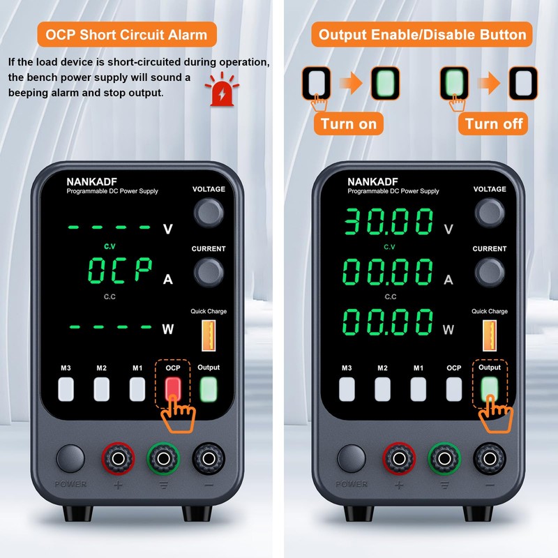 NANKADF DC Power Supply, 30V 10A Bench Power Supply with
