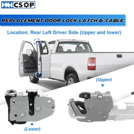 Rear Left Driver Side Door Lock Latch Actuator Cable Assembly Upper and Lower Replacement for Ford F150 Extended Cab 2004 2005 2006 2007 2008 Replaces# 6L3Z-18264A01-B, 8L3Z-18264A01-B