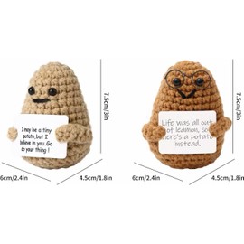 Crochet Positive Potato - 2pc Emotional Support Potato Positive Crochet New Years Gifts Small Potatoes Emotional Support Plush Crochet Potato Positive Tiny Potato - Positive Potato Crochet Gifts