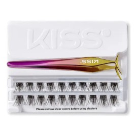 Pestañas Postizas Con Aplicador Kiss Impress Falsies Spiky color negro x20 clusters