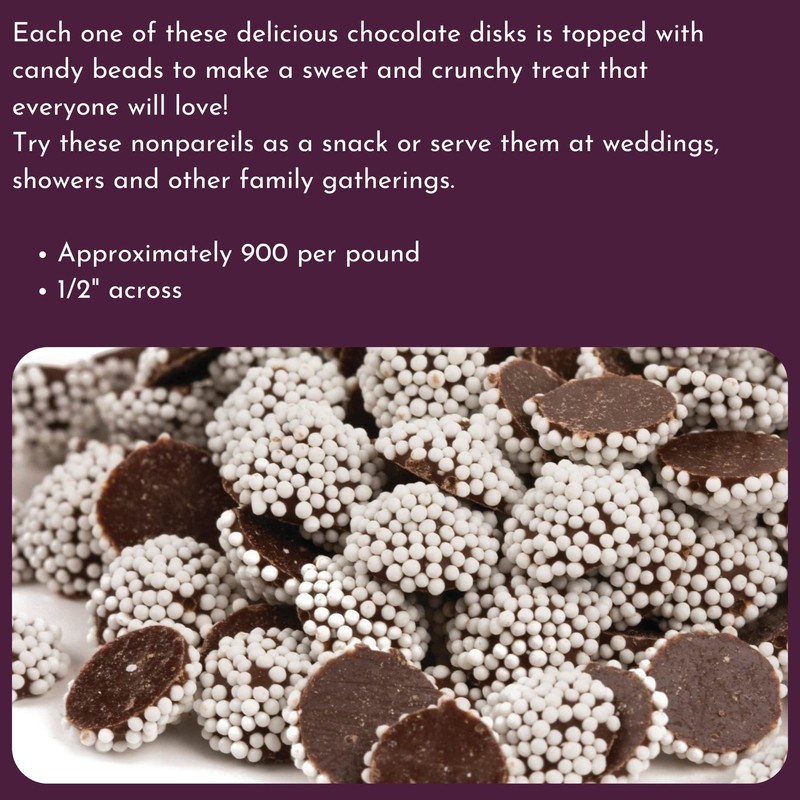 Chocolate Nonpareils - 1.25 Lb (20 Oz) Tub (Mini Dark