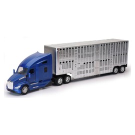 New Ray Kenworth T680 Livestock Truck, 1:32 Scale, Chrome Blue Diecast Model Car 12533