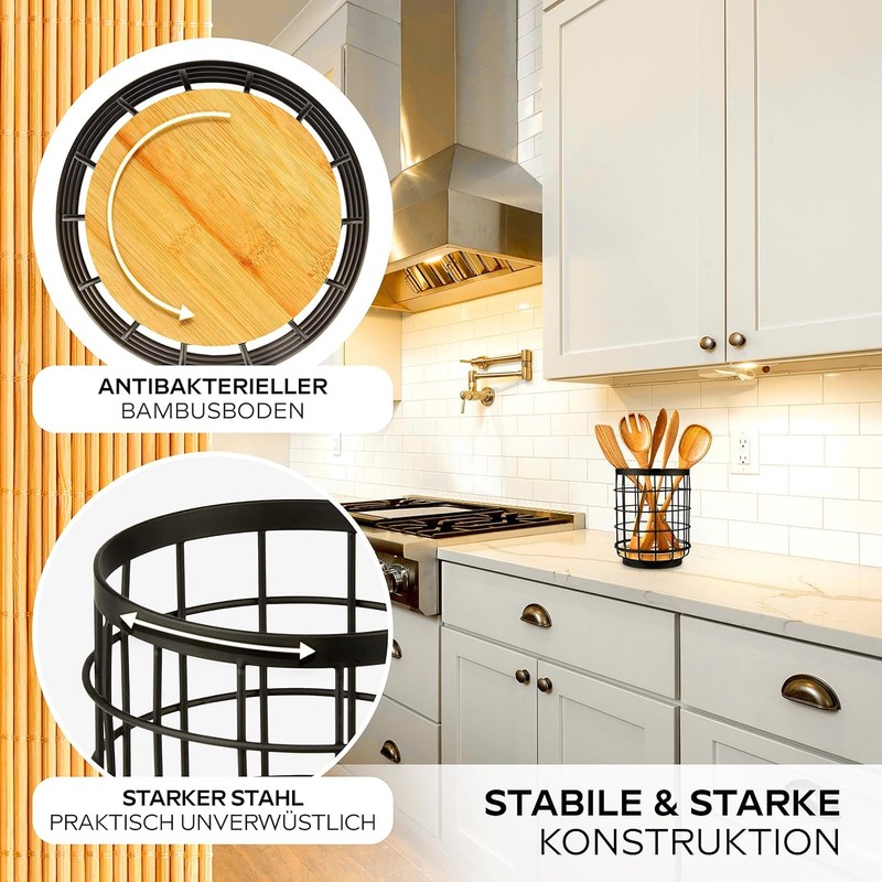HIKITCHEN® - Bamboo Kitchen Utensil Holder | High Quality Kitchen