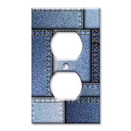 Art Plates OverSized - Jumbo Outlet Cover - OVERSIZE Outlet Switch Plate - Denim Squares - (Made in USA)