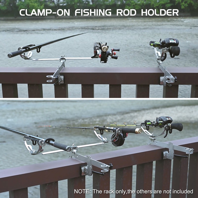 Clamp-on Fishing Rod Holder Boat Mount Rod Holder Bridge Railing