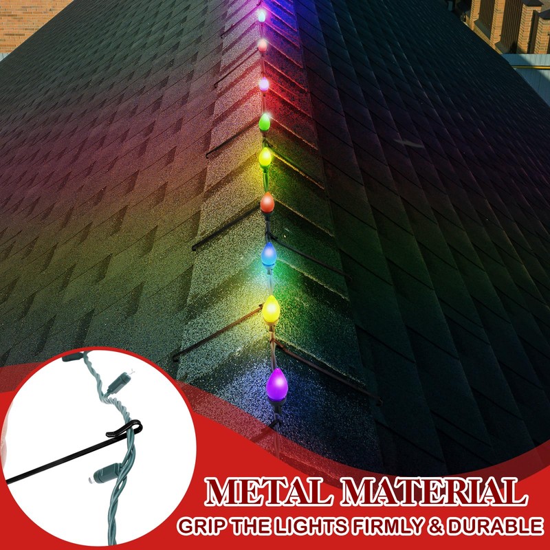 Cinnvoice 50 Pcs Ridge Clips Christmas Light Clips Roof Row