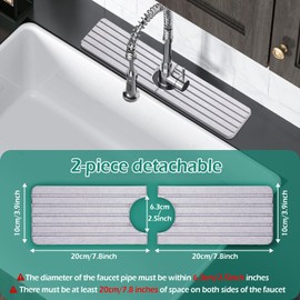 GeeRic 16.8” Rectangle Sink Splash Guard Mat, Stone Absorbent Faucet Mat, Drip Catcher Tray Countertop Kitchen Sink Gray