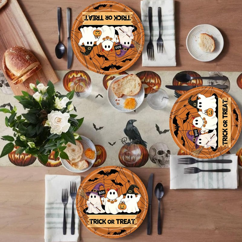 24 Pcs Halloween Party Disposable Paper Plates Cute 7 Inch