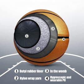 Size 4,5,6 Women's Basketball, Moisture Absorbing PU Surface, Soft and Wear-Resistant, Good Grip, Multiple Colors, Suitable for Indoor and Outdoor Use,Gold,No. 5