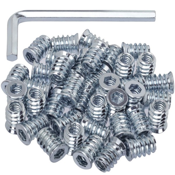 NETUME M6 Screw-In Sleeves, Pack of 100, Metal Screw-In Nuts