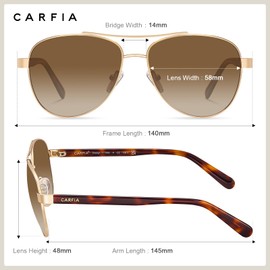 CARFIA Polarized Sunglasses for Men - Classic Gold Frame, UV Protection, Fashionable Tortoise Shell Arms