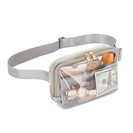 Clear Bag for Stadium Events, Clear Fanny Pack with Adjustable Strap, Clear Crossbody Bags for Women Men, Clear Belt Bag for Concerts Sports Travelling Hiking Running(Grey)
