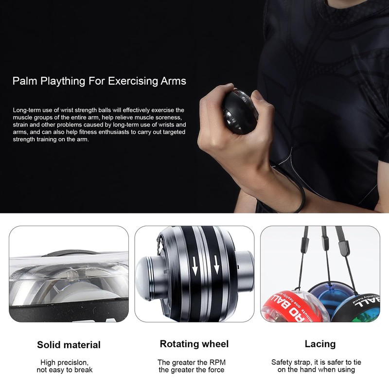 Gyro Power Balls Trainer Ball, Hand Gyro Ball Wrist Strengthener,