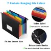 TRANBO 7-Pockets Hanging File Folder with Retractable Hooks for Filing