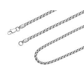 HAQUIL Stainless Steel Square Box Link Box Chain Necklace, Jewelry Gift for Men and Women 16/18/20/22/24/26/28/30" 1,2/1,5/2/3/4/5mm, 20inch, Stainless Steel, No Gemstone