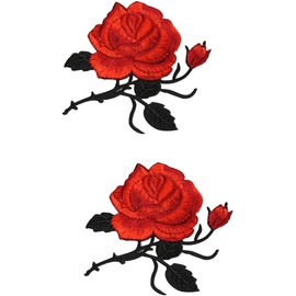 4 Piezas Parches Bordados Aplique Bordado De Rosa Roja Para Ropa Parche De Flores Para Tela Costura Termoadhesiva Para Camisas Jeans Mochilas Sombreros Y Zapatos