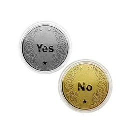 Yes or No Lacquered Metal Commemorative Coin Set of 2 Great Decision Challenge Divination Game (Gold+Silver)