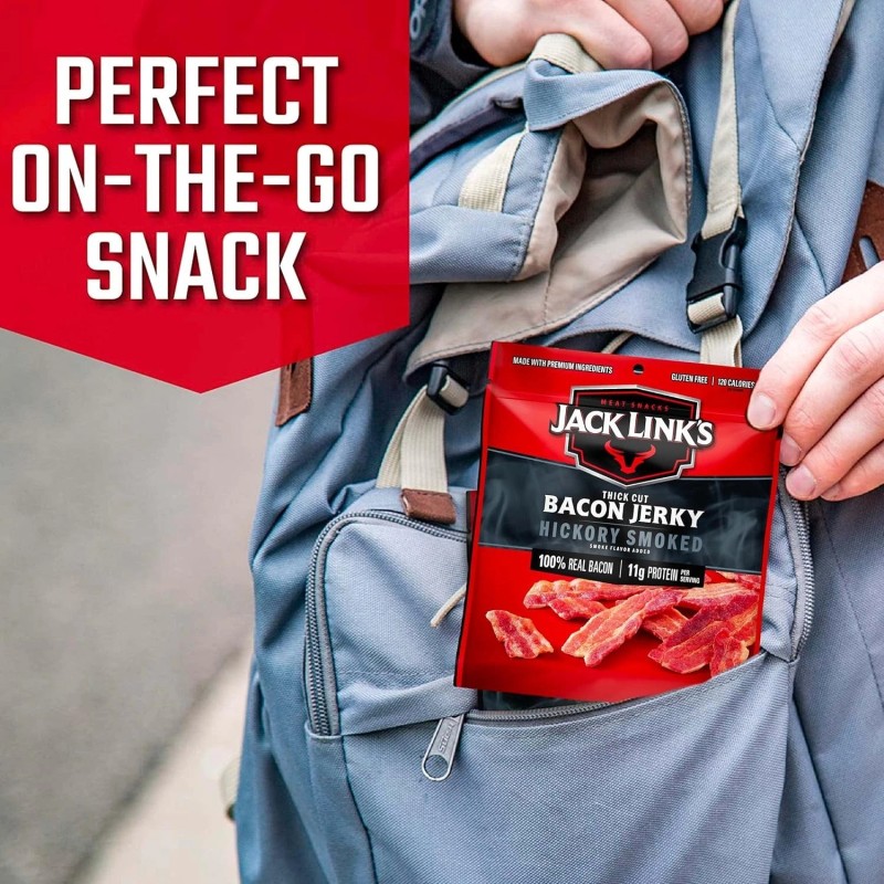 Hickory Jack Link's Bacon Jerky, Hickory Smoked, 2.5 oz. Bag