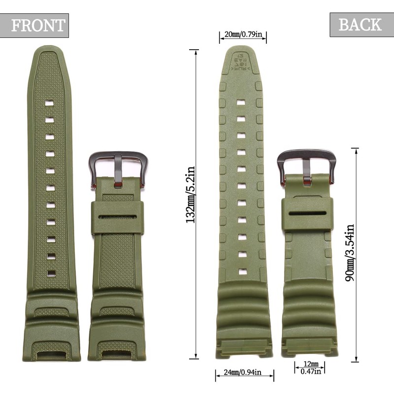 XBHSW Resin Strap Compatible with Casio SGW100 SGW-100 Mens Sports