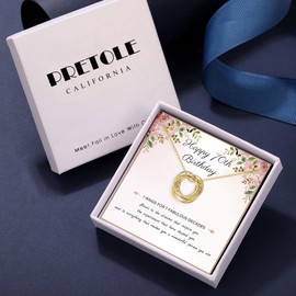 PRETOLE 70th Birthday Gifts for Women 925 Sterling Silver Birthday Necklace 3 4 5 6 7 Decade Interlocking Circles Necklace Happy 30th 40th 50th 60th 70th Birthdays Necklaces for Daughter Mom Jewelry
