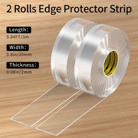 COUMENO Clear Edge Protector for Child Safety 0.8in X 9.84FT (2 Rolls) Anti-Bump & Anti-Sharp Edge Guard, Invisible Desk Corner Protector for Home Furniture and Table Safety