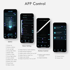 CUSTOM SABER Smooth Swing RGBX Light Saber, Motion Control to Turn on/Off The Blade, 16 Sound Fonts Light Saber, Support Dueling, Belt Clip and Blade Plug-Black