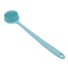 DNC Soft Silicone Back Scrubber Shower Bath Body Brush with Long Handle, BPA-Free, Hypoallergenic, Eco-Friendly (Blue)