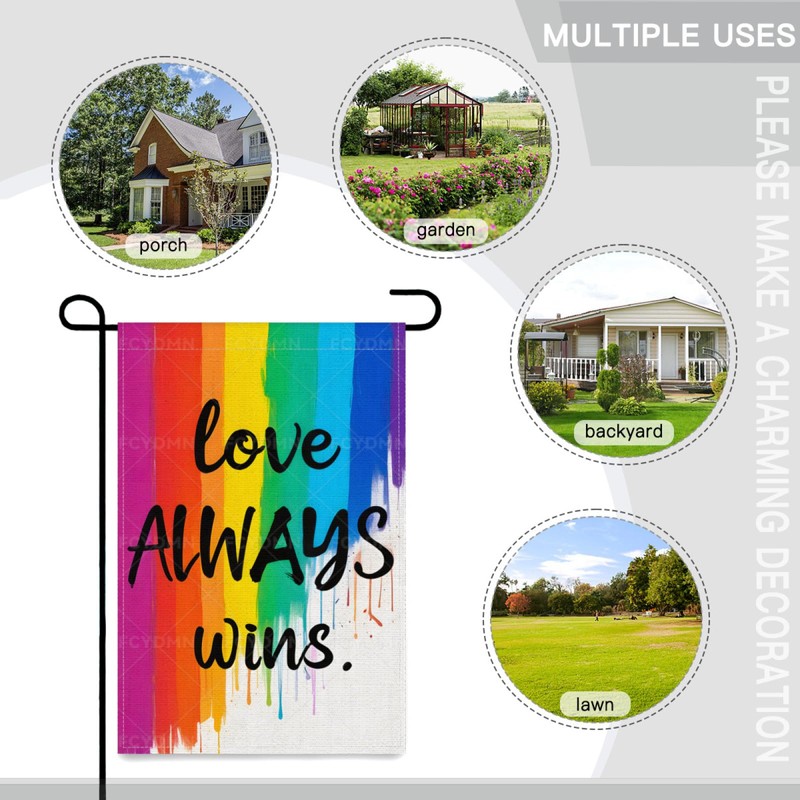 Pride Progress Rainbow Garden Flag Love Always Wins Flag 12x18