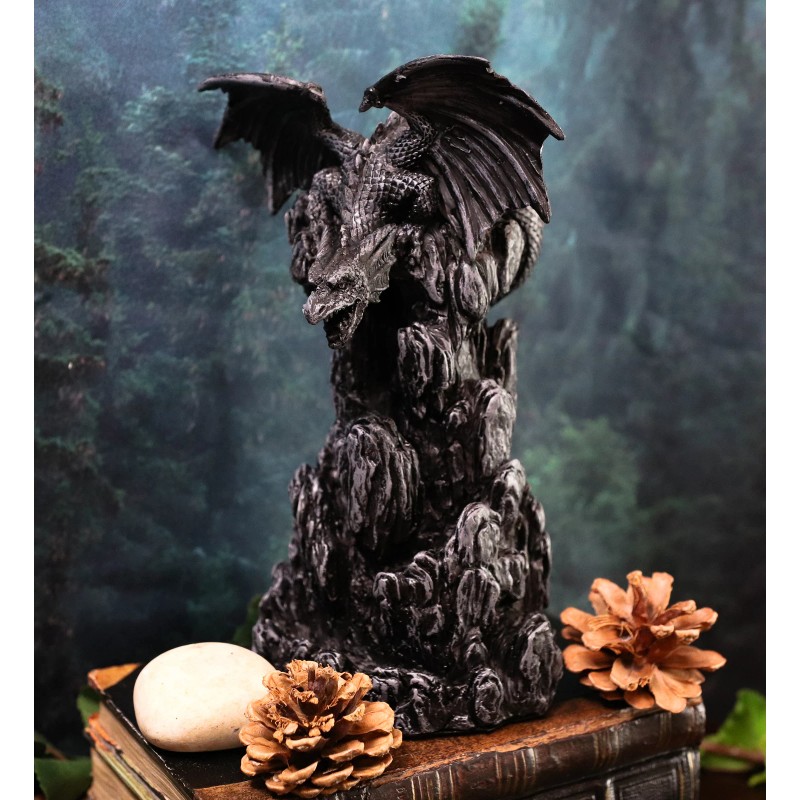 Ebros Dark Rocky Mountain Chernos Dragon Backflow Incense Tower Burner