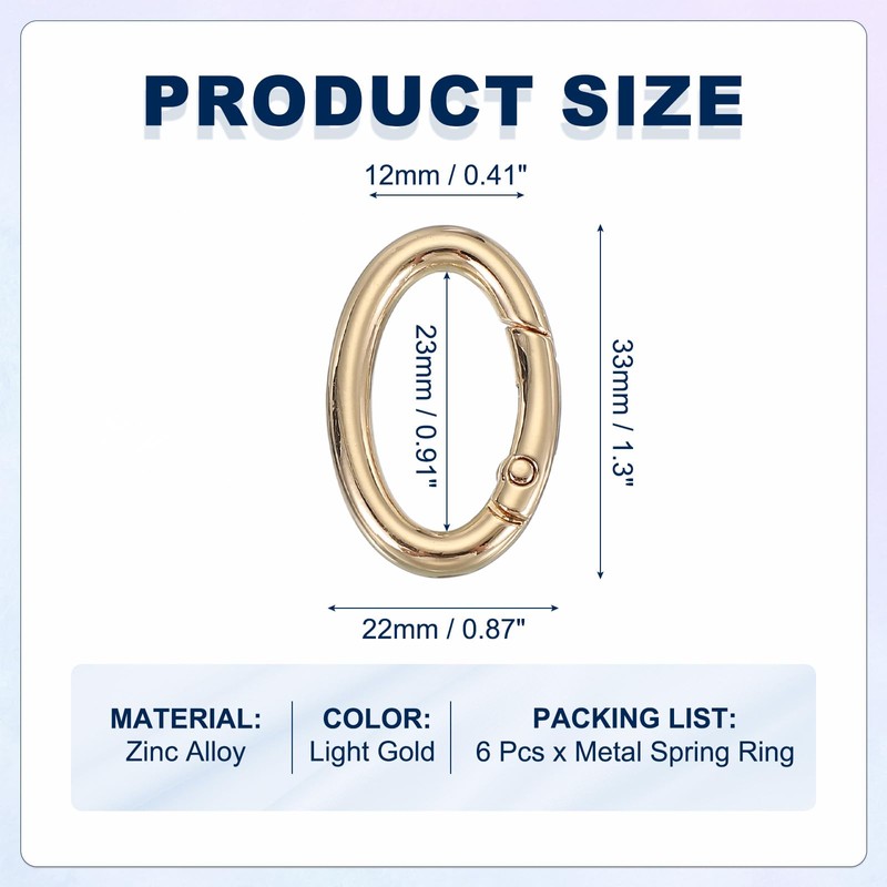 MECCANIXITY Oval Egg Shaped Spring Snap Keychain Clip, 33mm Metal