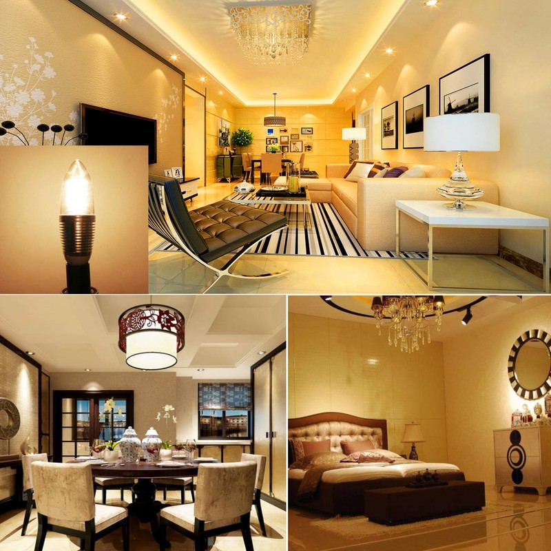 Bogao (4 Pack) LED Candelabra Bulb, 12W Warm White 3000K