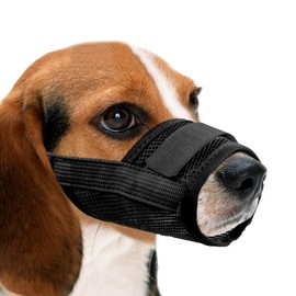YAODHAOD Nylon Mesh Breathable Dog Mouth Cover, Quick Fit Dog Muzzle with Adjustable Straps，Pet Mouth Cover, to Prevent Biting and Screaming to Prevent Accidental Eating (S, Black)