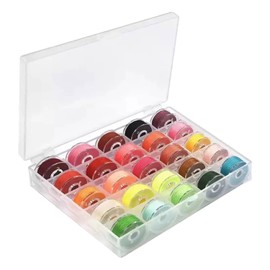 25pcs Colorful Sewing Thread with Storage Box and Spool Prewound Bobbins Polyester Thread for Hand Machine Sewing Embroidery
