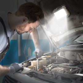 TOPRATED Solar Magnetic Work Light, High Lumens Portable Power Worklight with 14 Modes, Mini 3600mAh Battary Rechargeable Camping Light,Outdoor Job Site Lighting for Emergency, Repair, Underhood