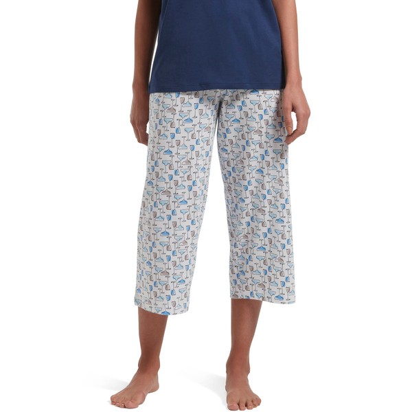 HUE Women’s SleepWell Basic Printed Knit Performance Sleep Capri Pajama