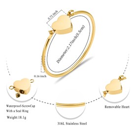 Cremation Jewelry Heart Urn Bracelet for Ashes Stainless Steels Heart Ashes Bracelet Bangle Memorial Cremation Bracelet Ashes Keepsake Jewelry Gifts for Women Girls Loss of Ones (Gold)