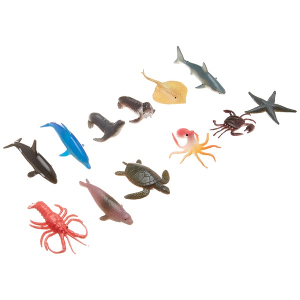 Sea Animal Figures Party Supplies | Party Favor | Pack of 12, 2 1/2" x 1 1/4", Multi Color, Model:390251