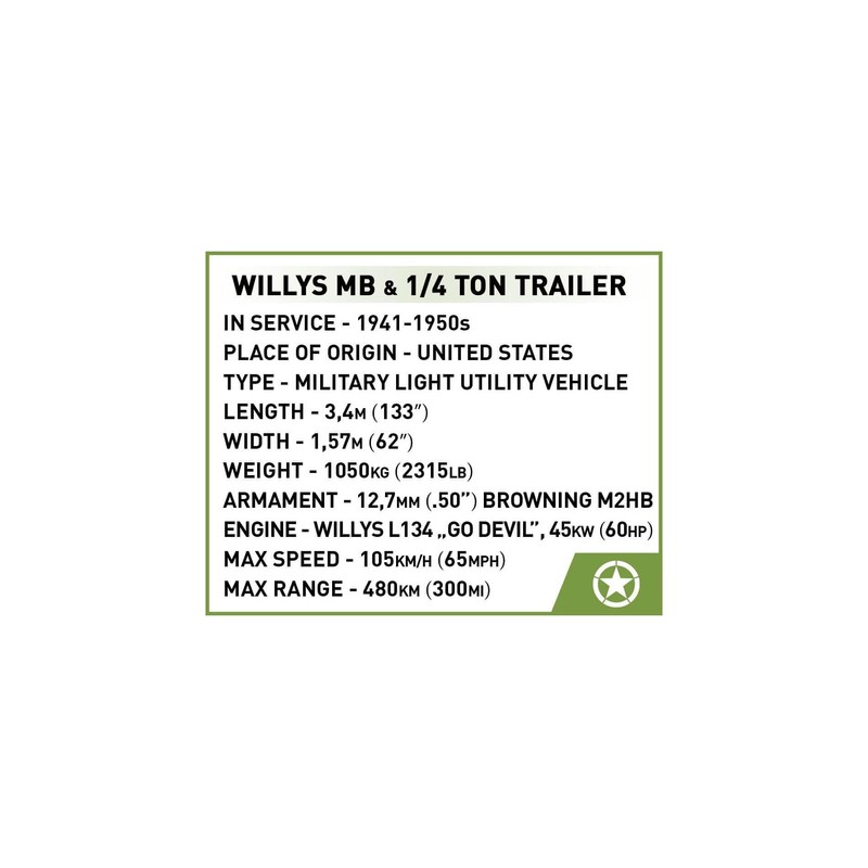 COBI 3132 Jeep Willys MB & Trailer Historical Collection