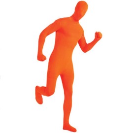 Men's Women's Full Body Second Skin Shadow Like Head to Toe Costume Unisex Spandex Bodysuit (Orange, Large)