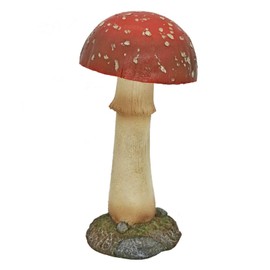 Mushroom Decor Outdoor Garden Statue - Garden Gnome's Favorite Garden Decoration Patio Decor (11.8", Red)