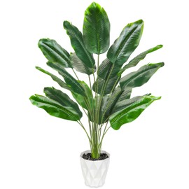 Der Rose 28" Bird of Paradise Artificial Plant Tall Tropical Fake Potted Banana Tree Faux Plants Indoor for Home Office Living Room Balcony Decor