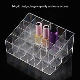 24 Cuadrículas transparentes organizador de lápiz labial organizador soportes de soporte de uñas caja de almacenamiento de maquillaje