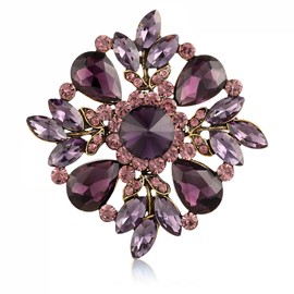 LAXPICOL Vintage Purple Austrian Crystal Elegant Cross Flower Brooch Pin For Women Wedding Broach Pin