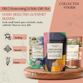 BBQ Seasoning and Rub Gift Set - BBQ seasoning and rub set for Cooking with the Grill - Gourmet Spice Set: Bacon Salt, Harissa, Umami Mushroom Powder, Coffee Rub, Tuscan Grill