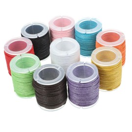 LIFKOME 10Pcs Waxed Cotton Cord Strings for DIY Jewelry Making Random Color Waxed Cotton Strings for Bracelets Necklaces and Craft Projects