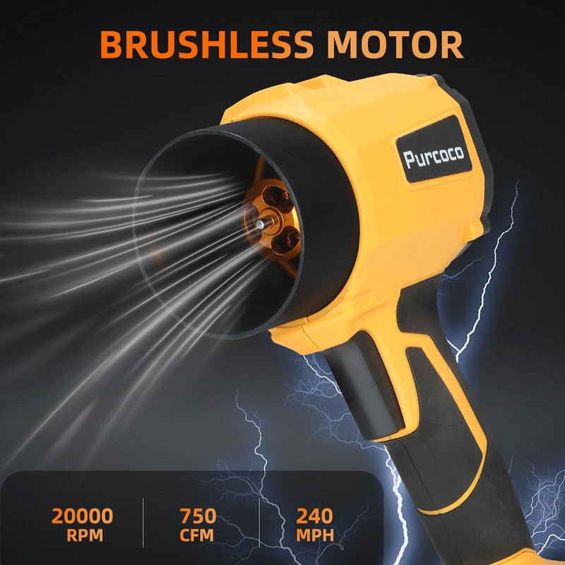 PURCOCO Cordless Leaf Blower Handheld, Jet Dry Mini Blower with