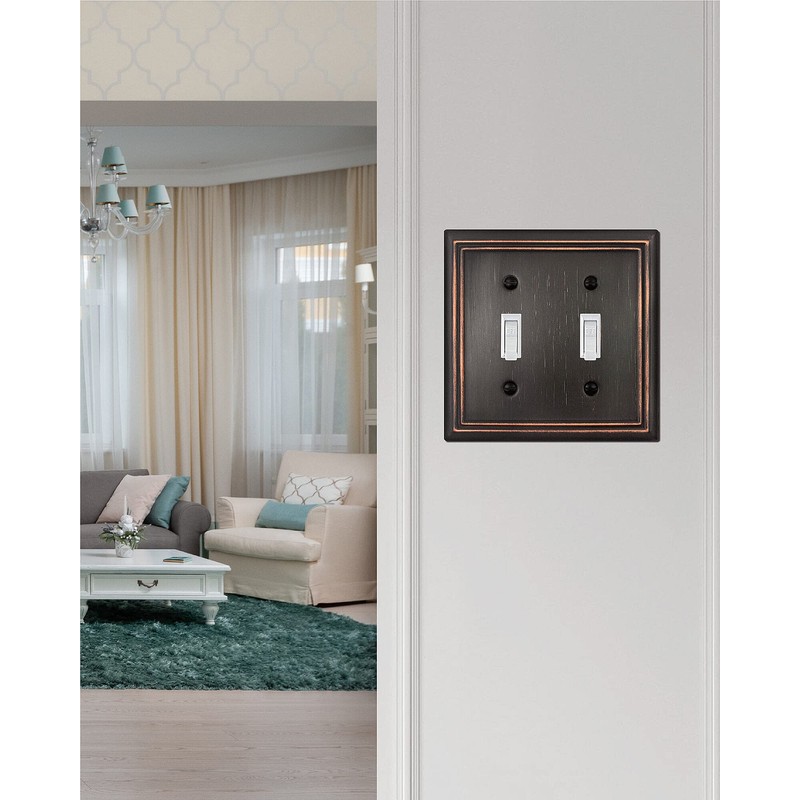 ZILLSEA Double Toggle Wall Plate, Decorative Aged Bronze Light Switch