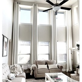 Ikiriska 100% Blackout Linen Extra Long Curtain (1 Panel). Thick Thermal Insulated. Custom Made 8-24 ft Length (Antique White, 240" Lx50 W)